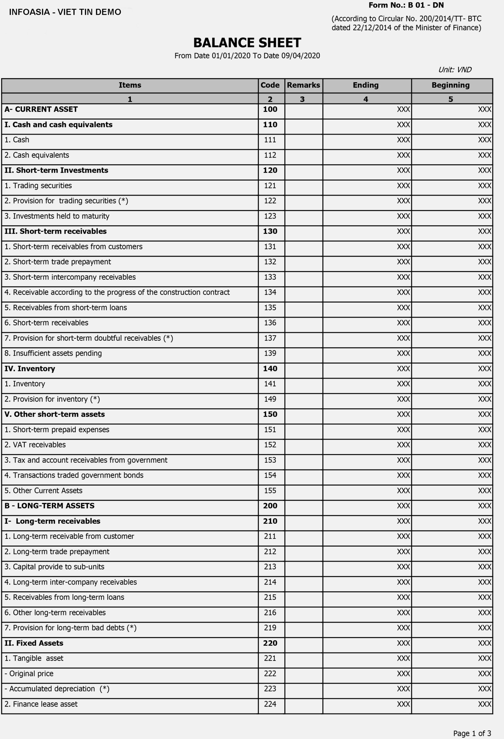 Balance Sheet En Vas