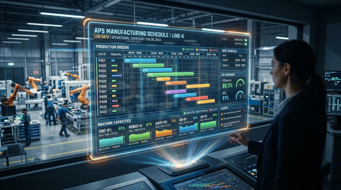 Giao diện phần mềm điều độ sản xuất Dynamic APS bằng AI